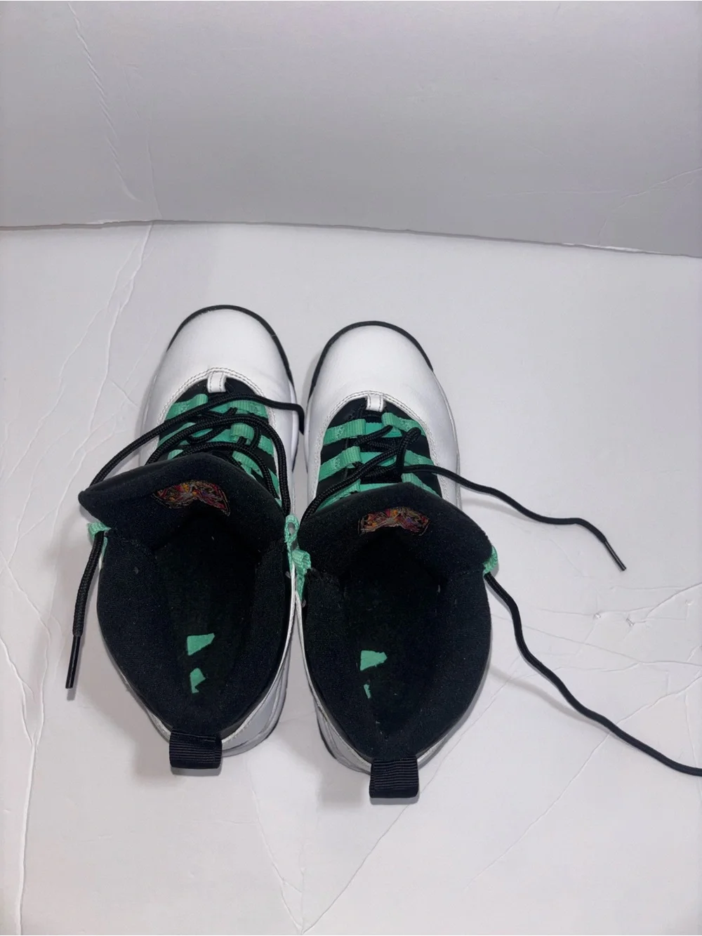 Air Jordan 10 Retro 30TH GG lace up shoes White Green Black Boys Size 5.5